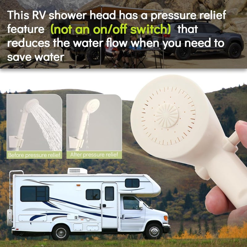 gcbcrit RV Shower Faucet with Hose and Head, RV Outdoor Shower Kits, RV Tub Faucet with Shower Diverter Outdoor Shower Kit Fits for RV/Campers,Travel Trailer,Motorhome (Shower Faucet Kit, Milky White) - Image 3